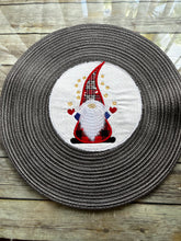 Load image into Gallery viewer, Round 15&quot; placemat embroidered with Christmas Gnome
