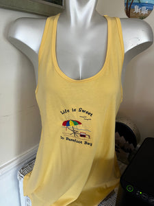 Sleeveless Racer Back Tee Life is sweet in Barefoot Bay